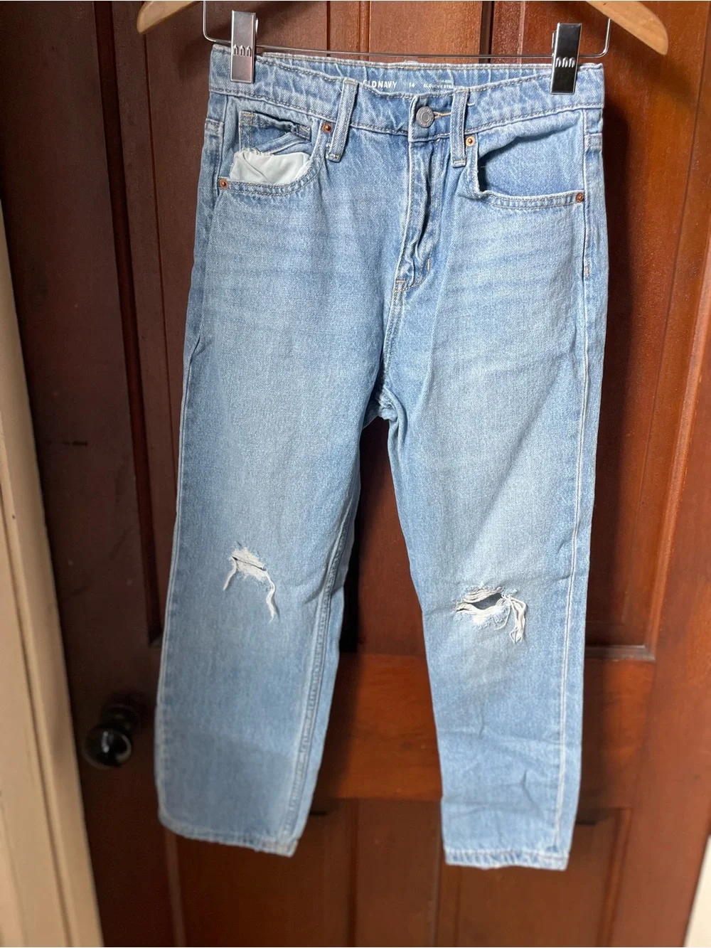 Old Navy girls size 14 high rise slouchy straight jeans